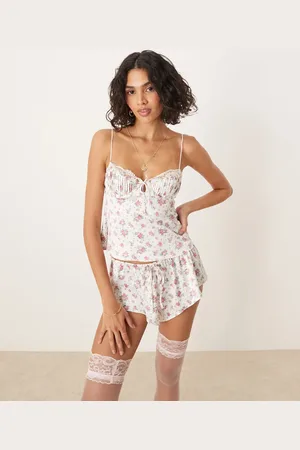 For Love & Lemons Top de pijama blanco de tirantes con estampado floral That
