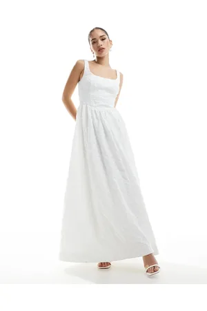 Forever New Vestido de novia largo blanco de jacquard de