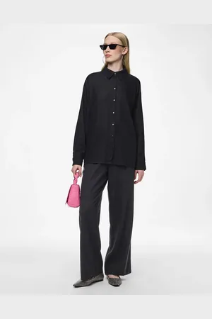 Pieces® Pantalones negros de pernera ancha de