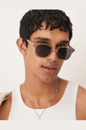 ASOS Gafas de sol marrón crema rectangulares con lentes ahumadas de -Neutro