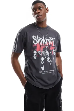 Cotton On Camiseta gris de corte suelto con diseño de Slipknot premium de Cotton On
