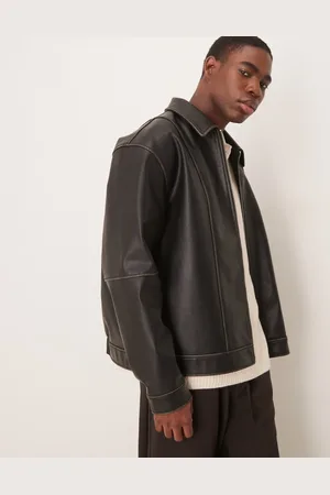 ASOS Chaqueta Harrington extragrande de cuero sintético premium de
