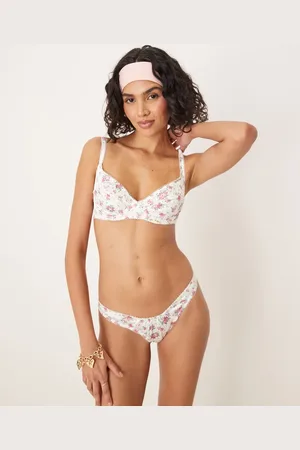 For Love & Lemons Sujetador blanco con aros y estampado floral That