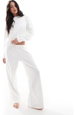 Cotton On Pantalones de pijama blanco de pointelle acanalado de Cotton On (parte de un conjunto)