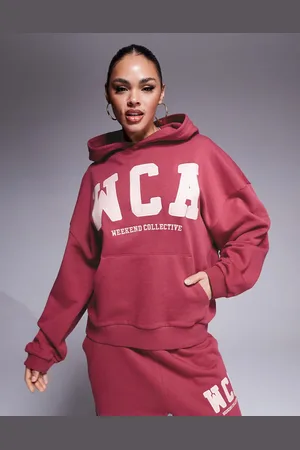 ASOS Sudadera color con capucha y logo universitario de Weekend Collective (parte de un conjunto)-Morado