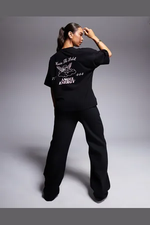 Kaiia Camiseta negra y rosa extragrande con logo de ángel de (parte de un conjunto)