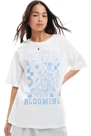 ONLY Camiseta blanca extragrande con estampado gráfico de flores de
