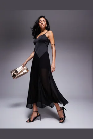 Forever New Vestido largo traslúcido de organza de