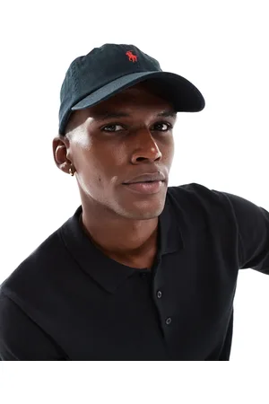 Ralph Lauren Gorra negra con logo de jugador en rojo de