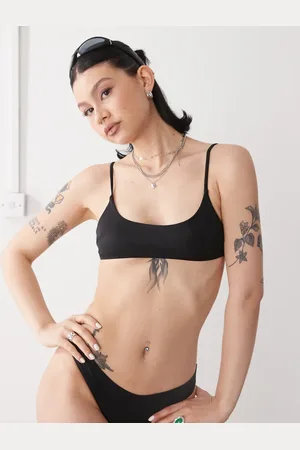 Monki Top de bikini con cuello ancho y lazada en la espalda Mix & Match de
