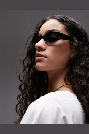 Topshop Gafas de sol negras con montura envolvente deportiva estrecha Ibiza de