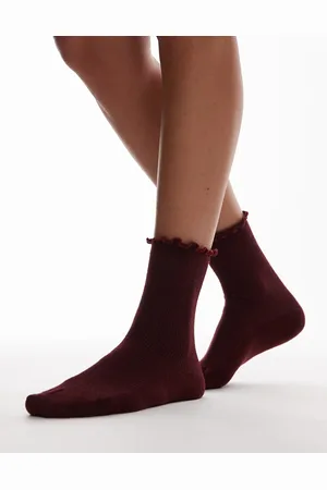 Topshop Calcetines con borde ondulado de canalé de -Rojo