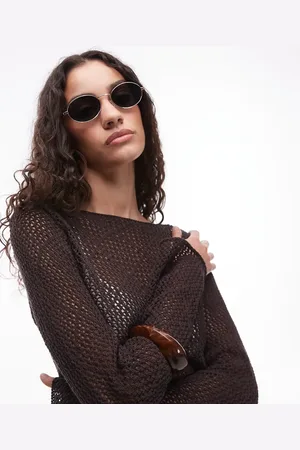 MANGO Gafas de sol doradas con montura de metal de