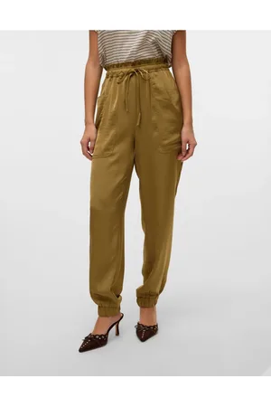 VERO MODA Pantalones color de pernera ancha de -Verde