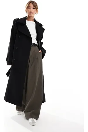 ASOS Gabardina de vestir negra de lana sintética de -Gris