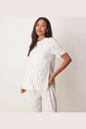 ASOS Pijama de camiseta para lactancia y pantalones con estampado de frutas y florecitas de ASOS DESIGN Maternity-Multicolor