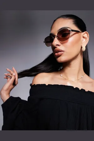 River Island Gafas de sol doradas con montura hexagonal retro de
