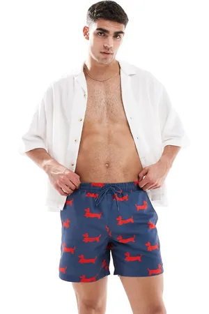 Farah Shorts de baño con estampado rojo de perros Colbert Archive de