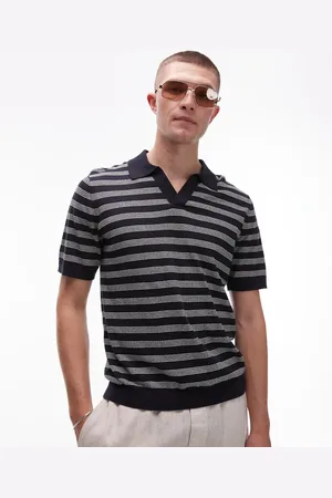 ARKET Polo a de manga corta de punto de algodón y lino de -Multicolor