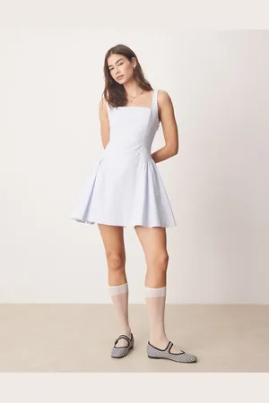 Abercrombie & Fitch Vestido corto azul acampanado sin mangas de