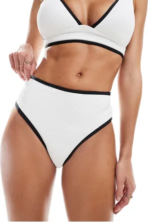 VERO MODA Braguitas de bikini blancas con ribetes de tejido texturizado de -Blanco