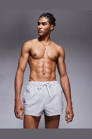 ASOS Shorts de baño muy cortos a rayas grises de sirsaca de