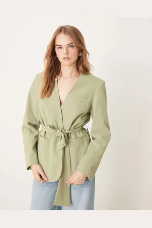 ASOS Americana verde sin solapas con lazada en la cintura de (parte de un conjunto)