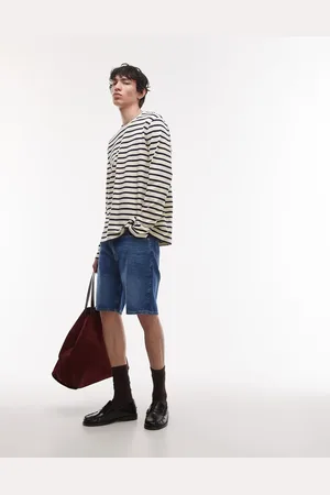 Lacoste Pantalones cortos vaqueros azules con lavado oscuro de