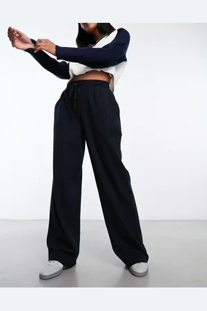 ASOS Pantalones azul marino a rayas sin cierres de