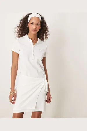 Ralph Lauren Vestido corto estilo polo con lazada en la cintura de