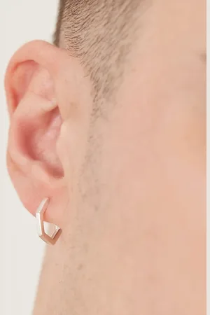 ASOS Pendientes de aro hexagonal chapados en plata de ley de