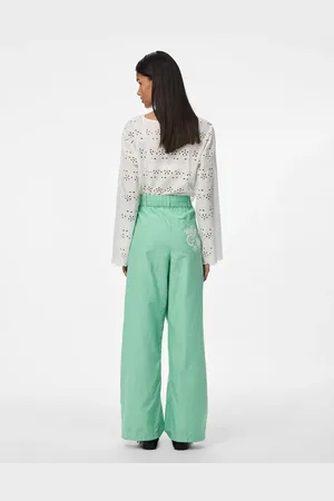 Pieces® Pantalones verdes de pernera ancha de