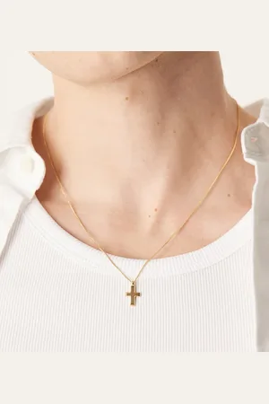 ASOS Collar con colgante de cruz de plata de ley chapado en oro de
