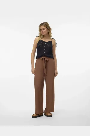 VERO MODA Pantalones marrón tierra de pernera ancha de