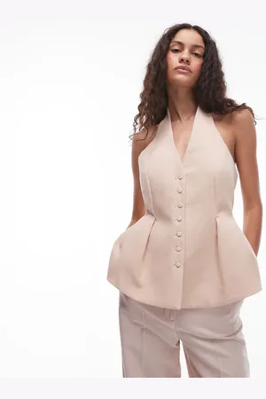 MANGO Chaleco rosa tenue con cuello halter de (parte de un conjunto)