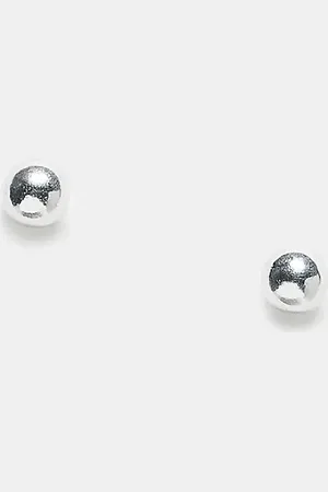 Kingsley Ryan Pendientes de botón de 4 mm de plata de ley con diseño de esfera lisa de