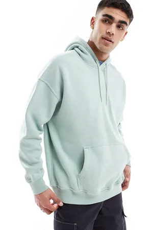 Hollister Sudadera verde extragrande con capucha y detalle del logo de