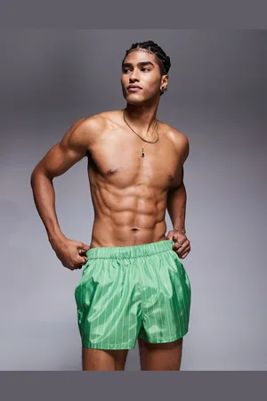 ASOS Shorts de baño cortos verdes a rayas de