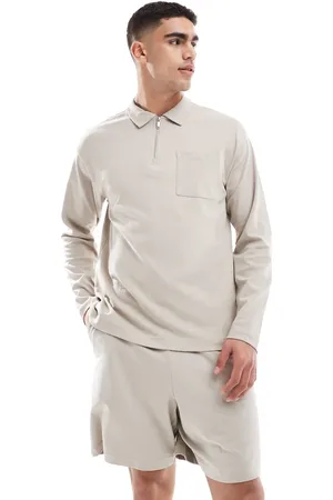 New Look Polo color piedra de manga larga con cremallera de (parte de un conjunto)-Neutro