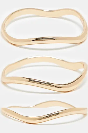 Reclaimed Pack de 3 pulseras rígidas doradas de