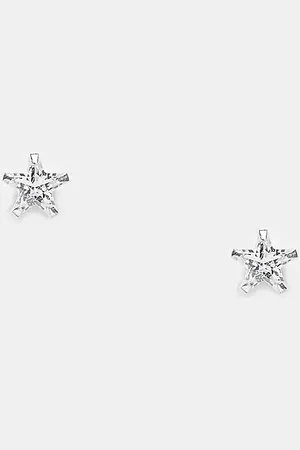Kingsley Ryan Pendientes de botón de plata de ley con diseño de circonita en forma de estrella de -Plateado