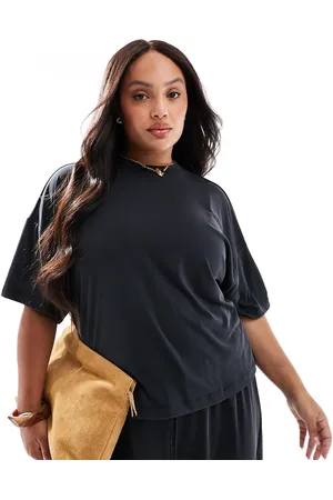 Pieces® Camiseta negra ceñido de corte cuadrado de tejido muy suave de Pieces Curve (parte de un conjunto)