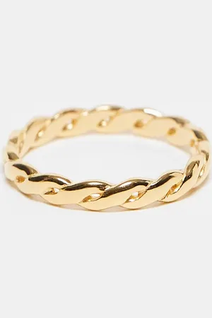 ASOS Anillo de banda con diseño retorcido de plata de ley chapada en oro de