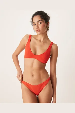 MANGO Braguitas de bikini rojas texturizadas de