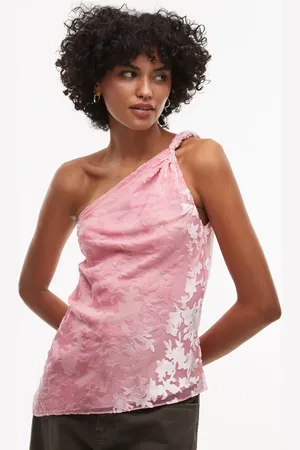 Topshop Top asimétrico sin mangas con detalle retorcido de devoré aterciopelado de