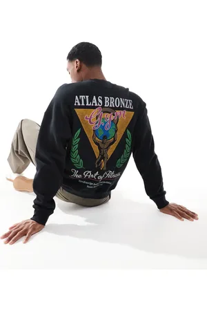 Hollister Sudadera negra de corte cuadrado con estampado gráfico trasero "Leisure" de