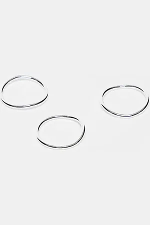 ASOS Anillos apilables plateados finos con diseño tubular de -Dorado
