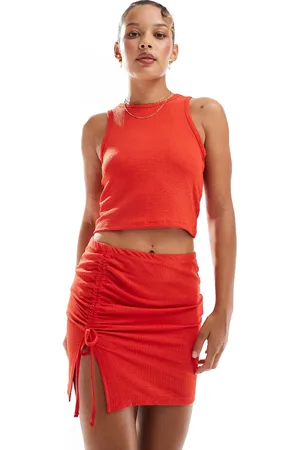 VERO MODA Minifalda playera roja de punto texturizado de (parte de un conjunto)-Rojo