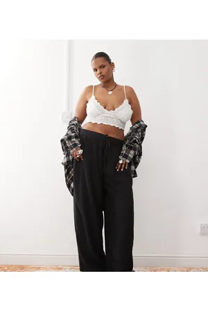 Noisy May Pantalones negros sueltos de mezcla de lino de