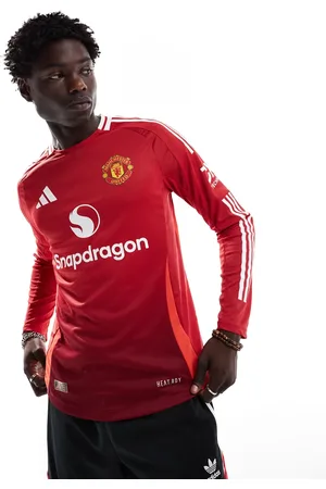 adidas Camiseta roja de manga larga de la primera equipación del Manchester United 24/25 Authentic de adidas Football-Rojo